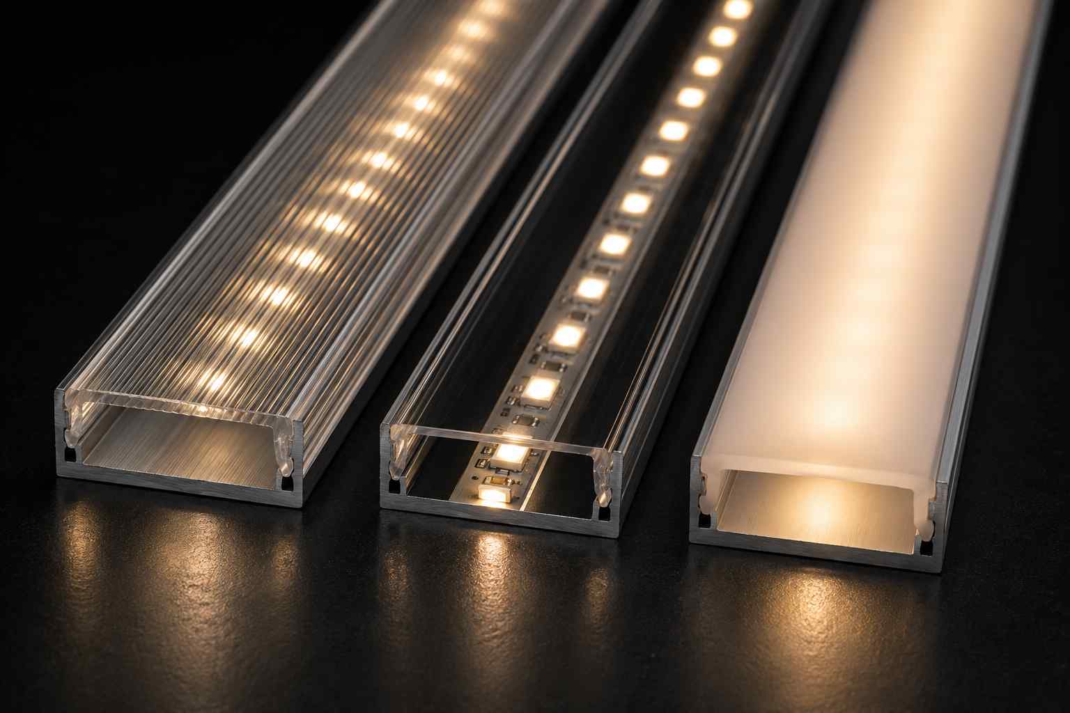 Difuzor D1 čirý - světelný efekt s viditelnými body LED v AL profilu D1